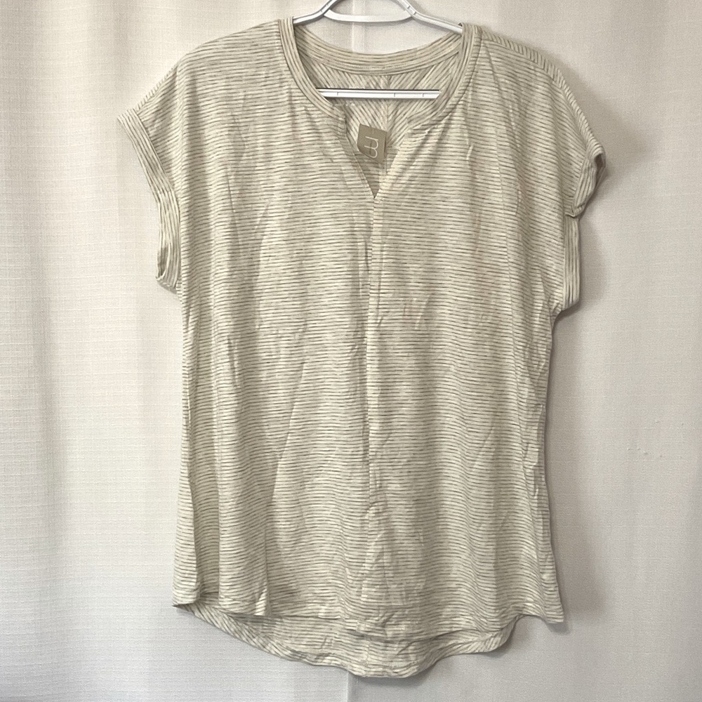 Maurices Women’s Ivory Striped Short Sleeve Top Size 0 (14) NWT